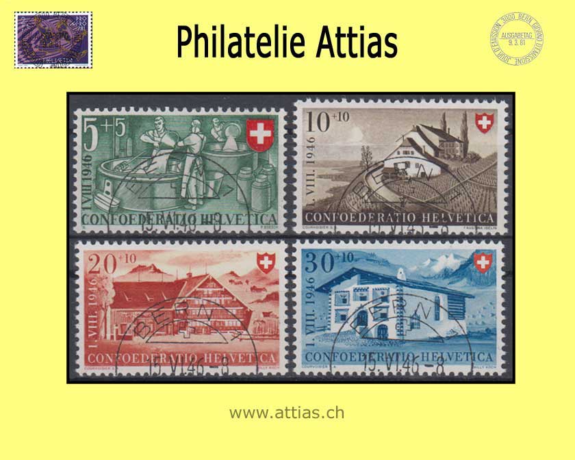 CH 1946 B30-B33 Pro Patria Satz ET-Halbmond Stempel BERN