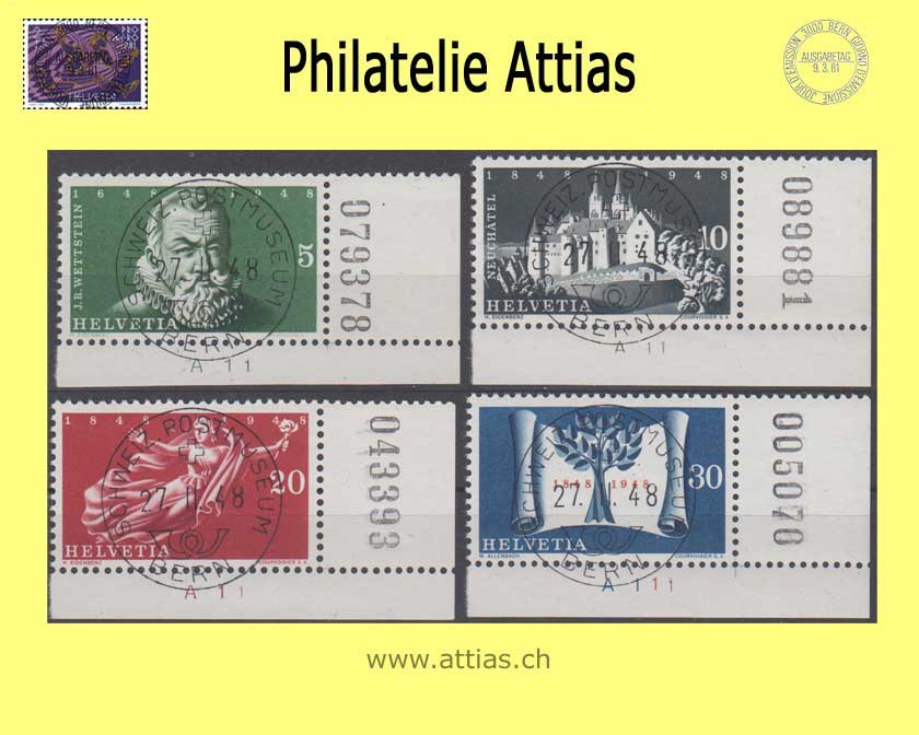 CH 1948 281-284 100 J. schweiz. Bundesstaat, ET-Vollstempel