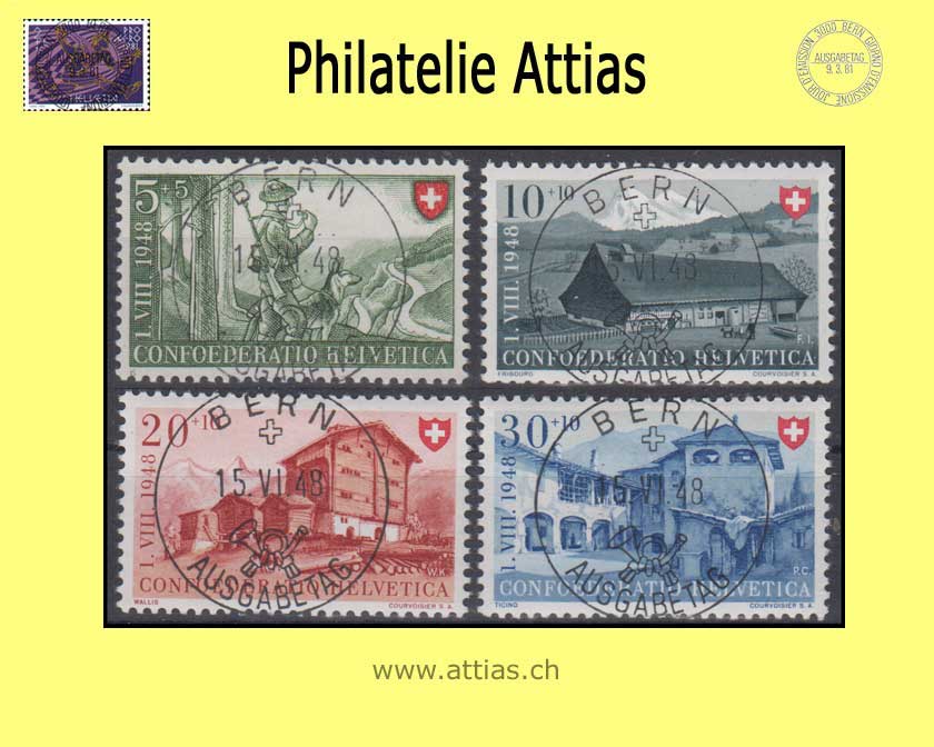 CH 1948 B38-B41 Pro Patria Satz ET-Vollstempel  deutsch