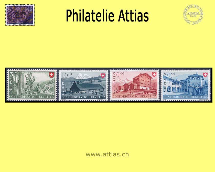 CH 1948 B38-B41 Pro Patria Set  MNH