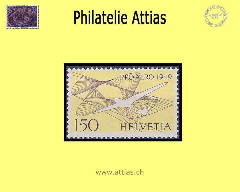 CH 1949 F45 Pro Aero - violettgelb  Postfrisch