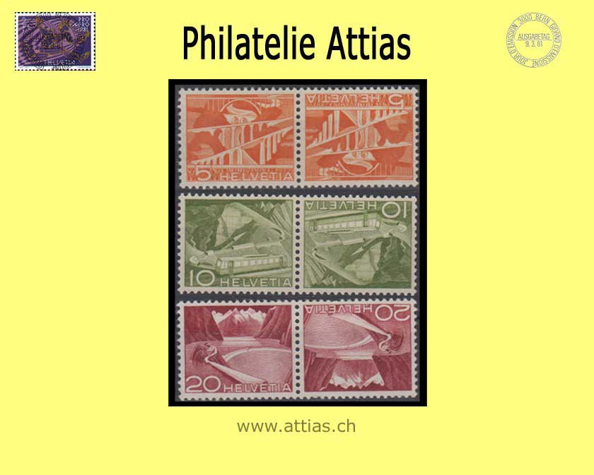 CH 1950  K41-K43 Technik und Landschaft 3 Kehrdrucke  Postfrisch