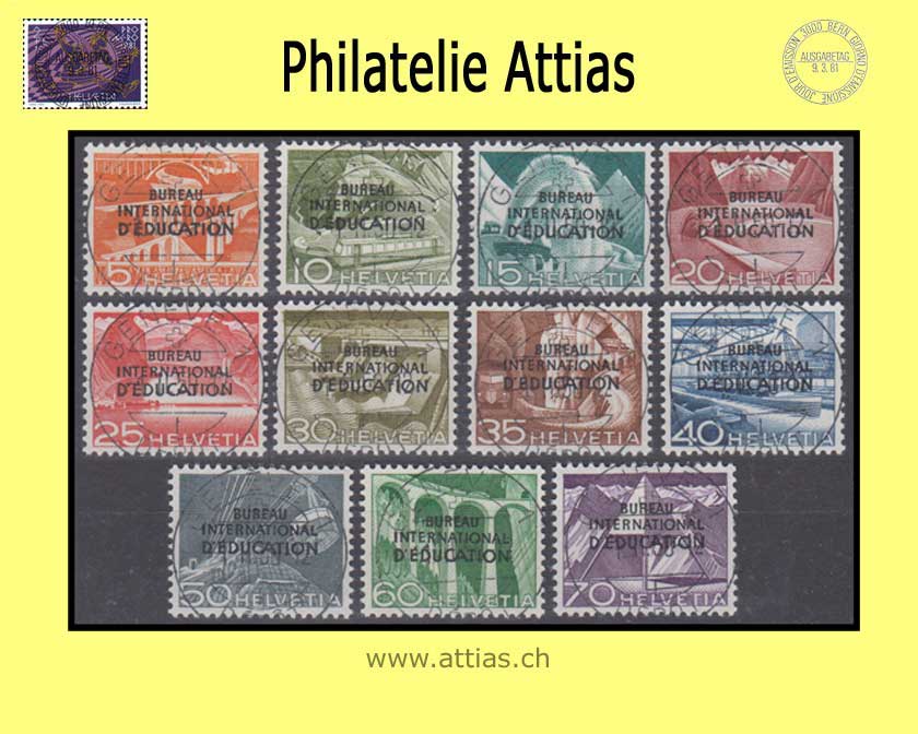 CH 1950 DV 29-39 Technik und Landschaft mit Aufdruck "Bureau international d'Education", ET-Vollstempel