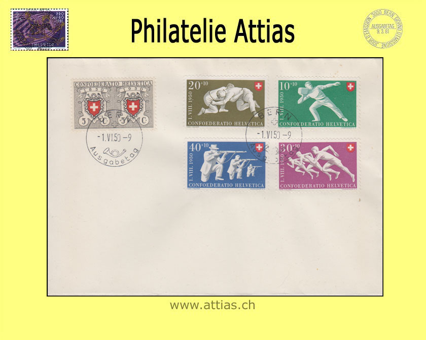 CH 1950 FDC Pro Patria deutsch ohne Adresse