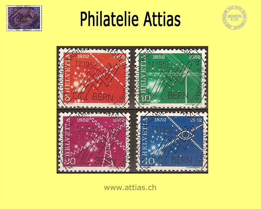 CH 1952 309-312 Elektrisches Nachrichtenwesen Sonder-ET-Vollstempel