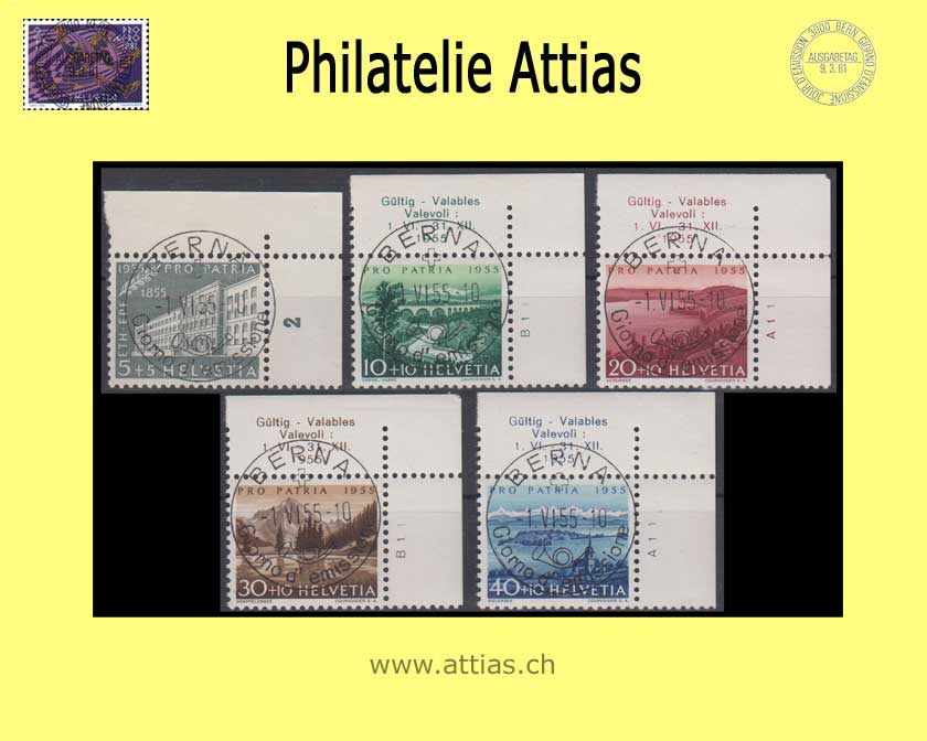 CH 1955 B71-B75 Satz Pro Patria ET-Vollstempel italienisch