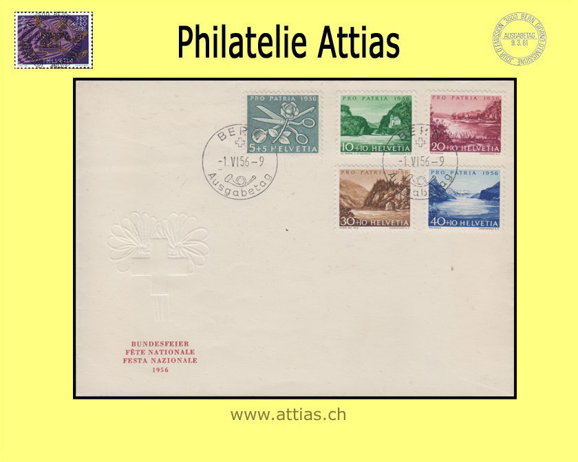 CH 1956 FDC Pro Patria deutsch ill. ohne Adresse