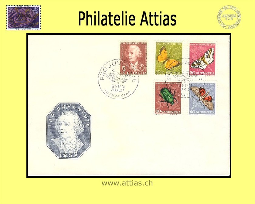 CH 1957 FDC Pro Juventute ill. ohne Adresse