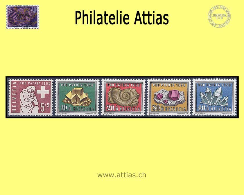 CH 1958 B86-B90 Pro Patria Set  MNH