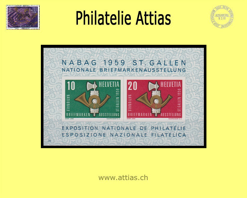 CH 1959 W38 (Bl.16) Bloc NABAG St. Gallen  MNH