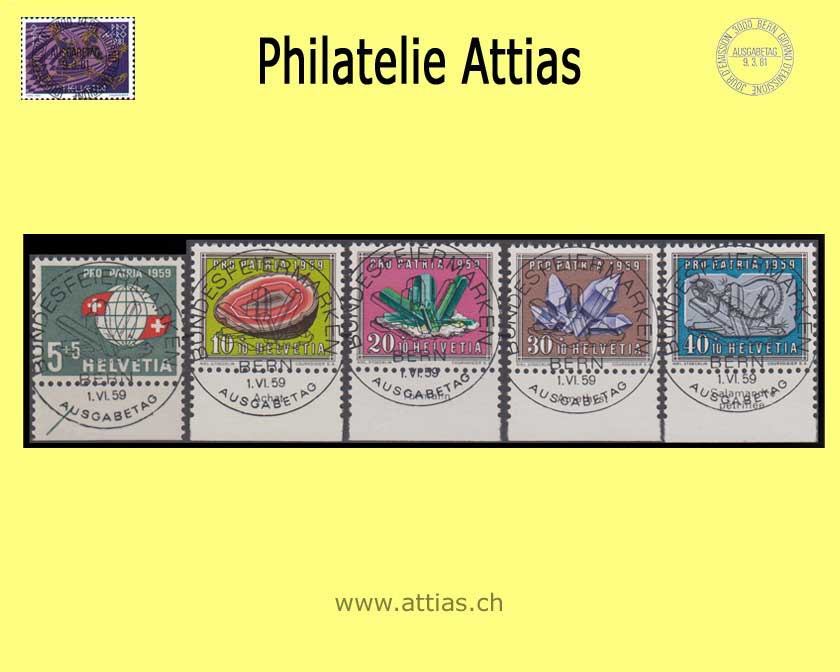 CH 1959 B91-B95 Pro Patria Satz Sonder-ET-Vollstempel