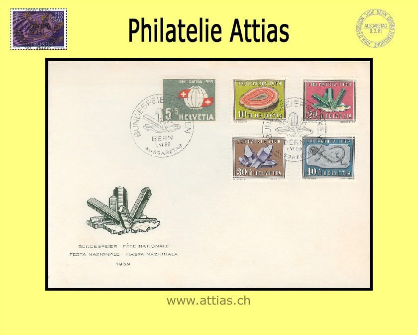 CH 1959 FDC Pro Patria ill. ohne Adresse