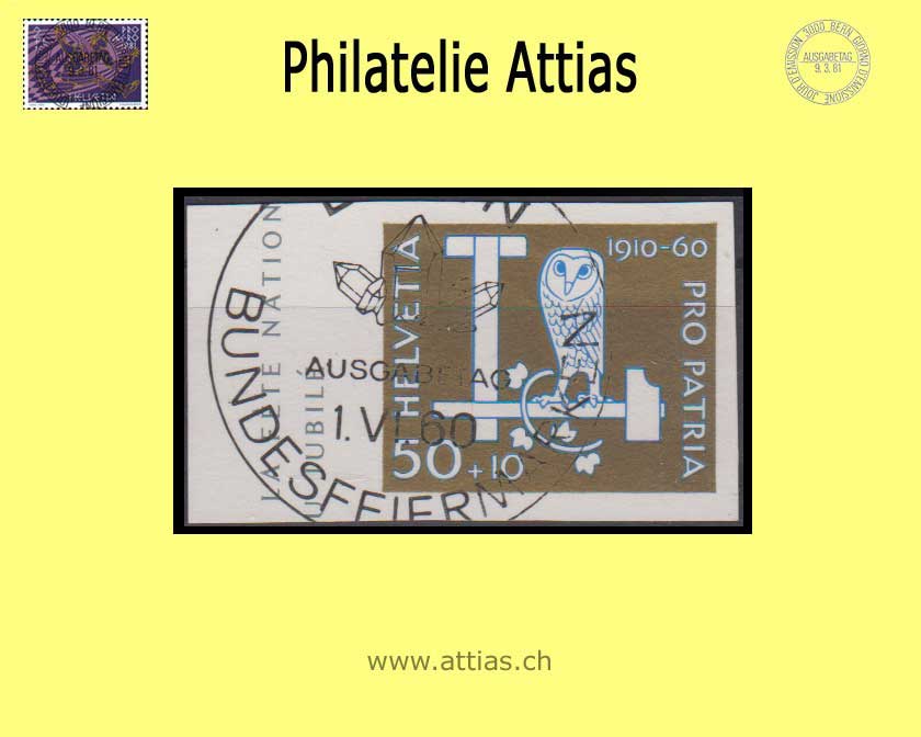 CH 1960 B101 Pro Patria Marke aus Block Sonder-ET-Vollstempel