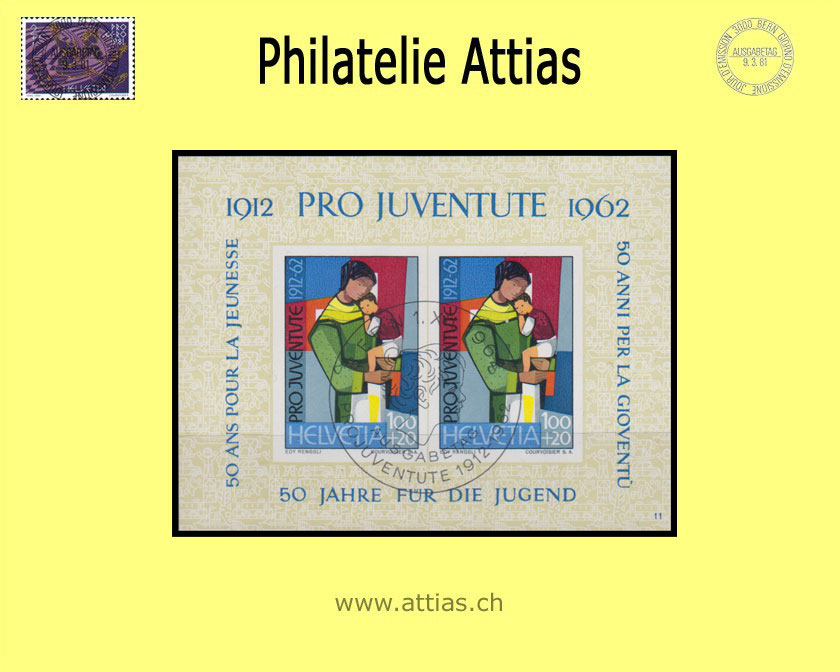 CH 1962 J199 (Bl.18) Block 50 Jahre Pro Juventute ET-Stempel