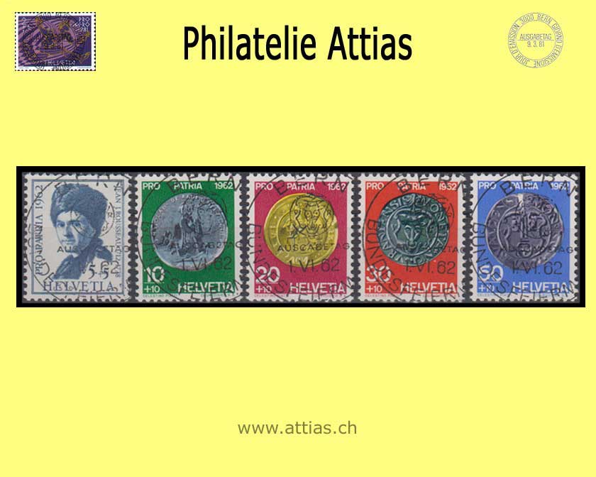 CH 1962 B108-B112 Pro Patria Satz Sonder-ET-Vollstempel