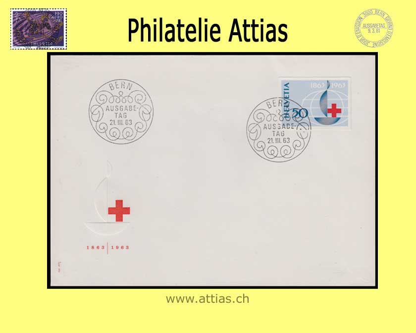 CH 1963 FDC Bloc 100 Years Red Cross Single Stamps ill. no addr.