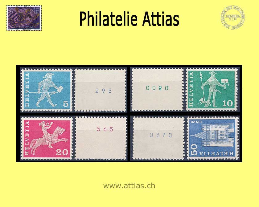 CH 1964 355RLM/363RLM.02+03 Post. Motifs (w fl) Role Set 8 values MNH (with No)