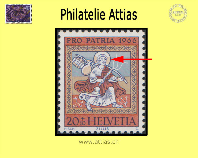 CH 1966 B130.2.01 Pro Patria - Auge verschoben  Postfrisch (1)