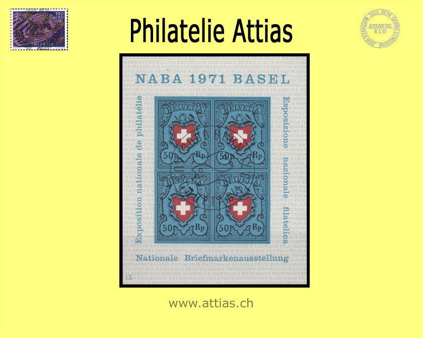CH 1971 W45 (Bl.21) Block NABA Basel ET-Stempel