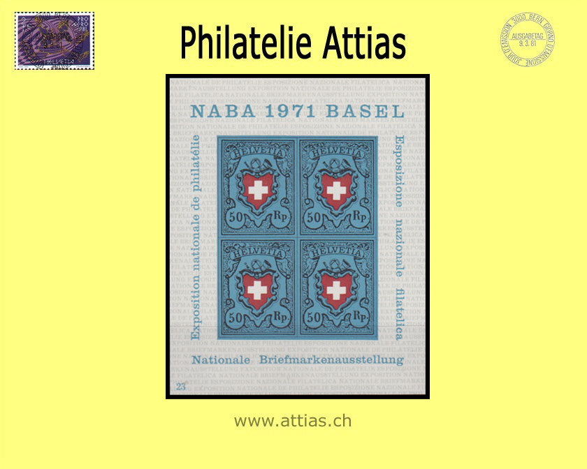 CH 1971 W45 (Bl.21) Block NABA Basel  Postfrisch