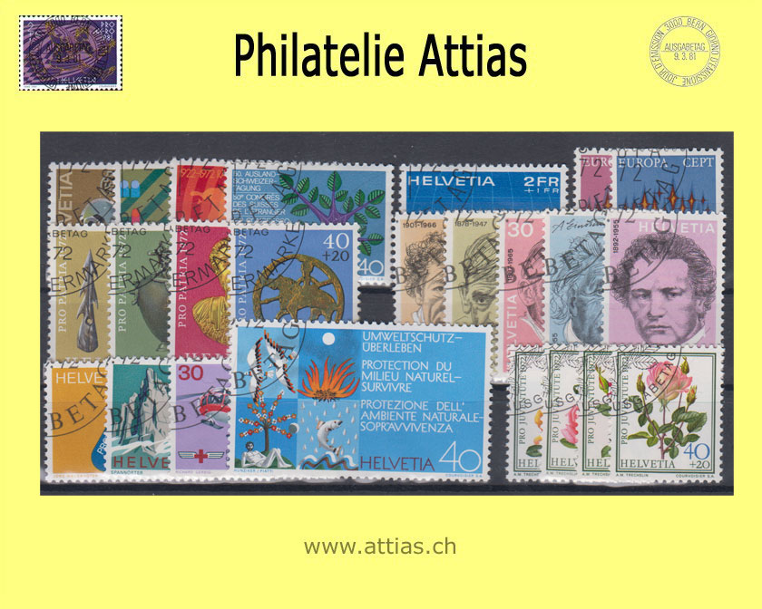 CH 1972 Jahresserie der Post mit Ersttags-Stempel