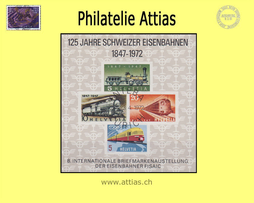 CH 1972 vignette 125 years of Swiss railways - INTEBA
