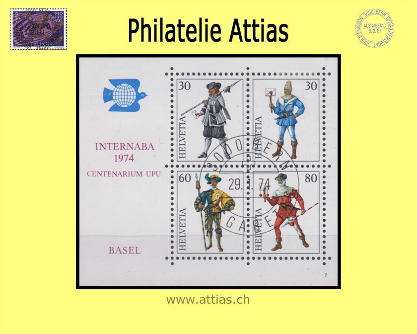 CH 1974 W50 (Bl.22) Block INTERNABA Basel ET-Stempel