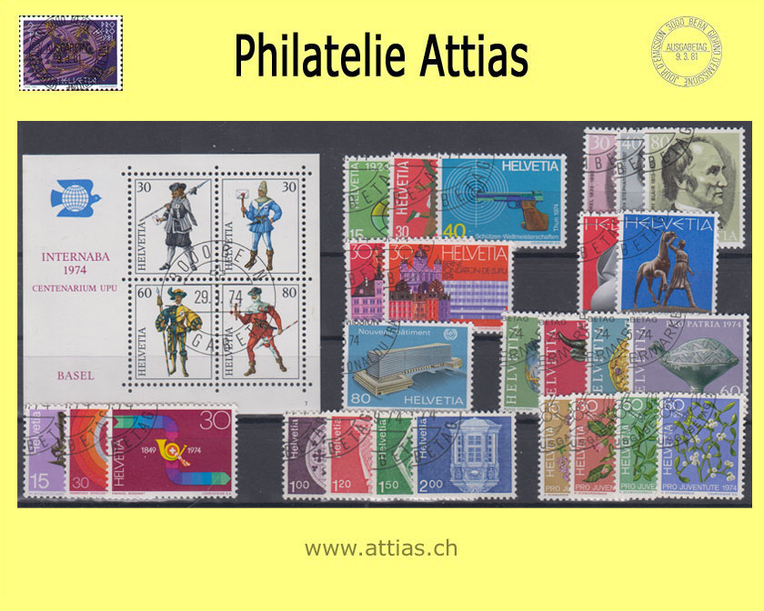 CH 1974 Jahresserie der Post mit Ersttags-Stempel