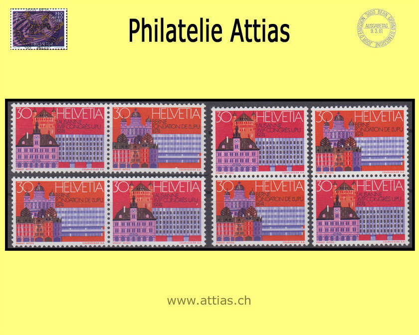 CH 1974  Z50-Z53 XVII. Weltpostkongress (UPU) zusammenhängende Werte  Postfrisch