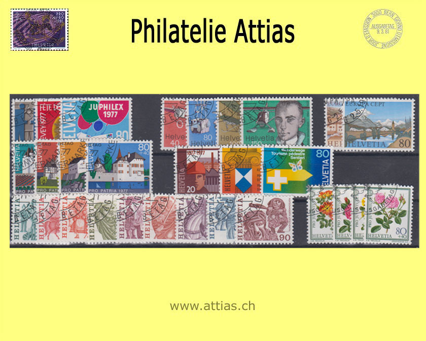 CH 1977 Jahresserie der Post mit Ersttags-Stempel
