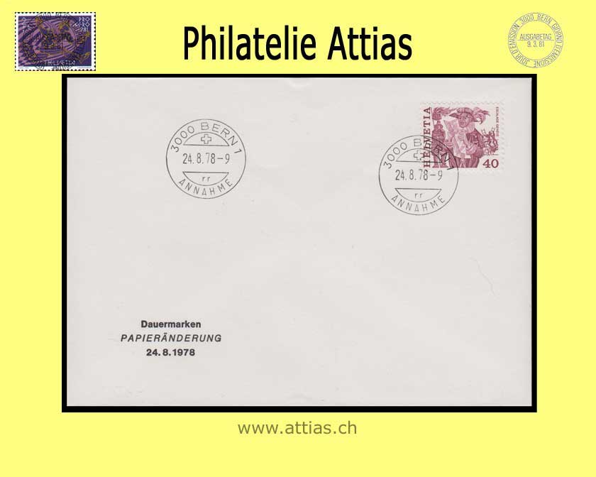 CH 1978 FDC Volksbräuche Papieränderung ill.o.Adr.