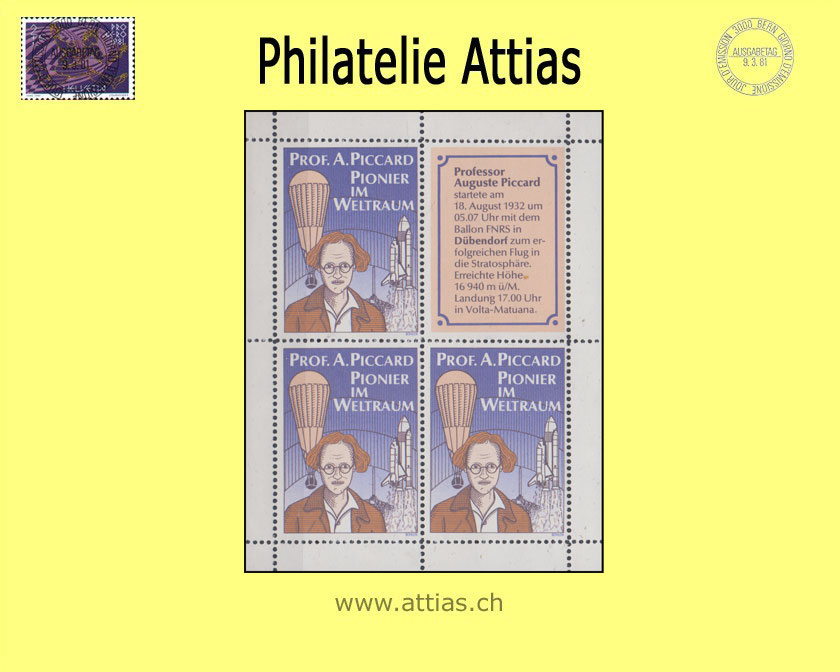 CH 1978 Vignette Prof. A. Piccard - gezähnt