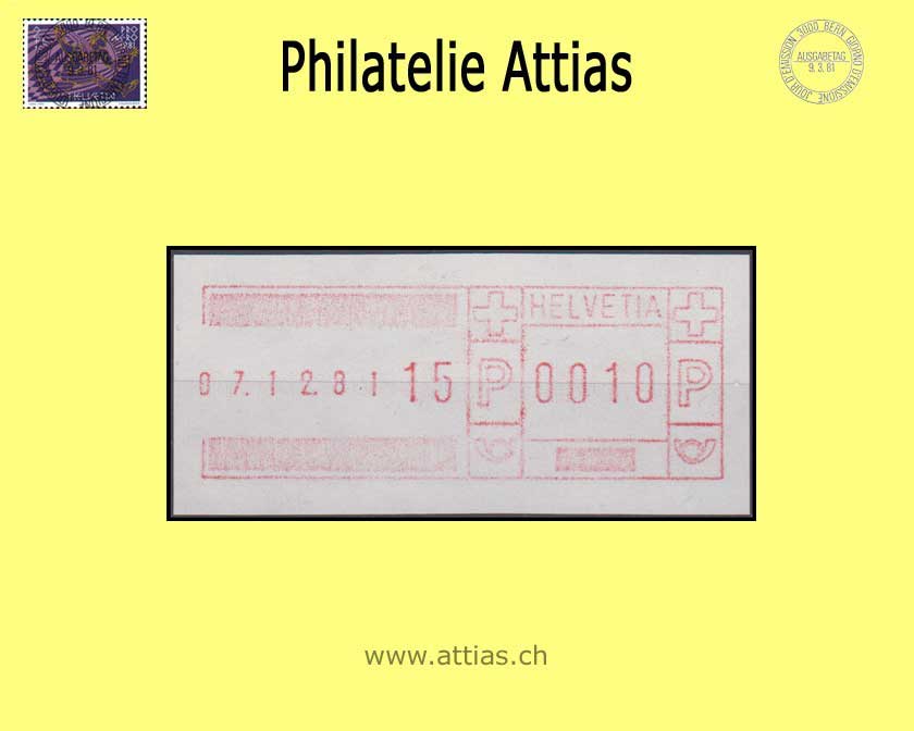 CH 1981-83 SFS  7II FRAMA switch device with date border and time, white paper, rust red, small digits, MNH, Klischee-Rohling Bern