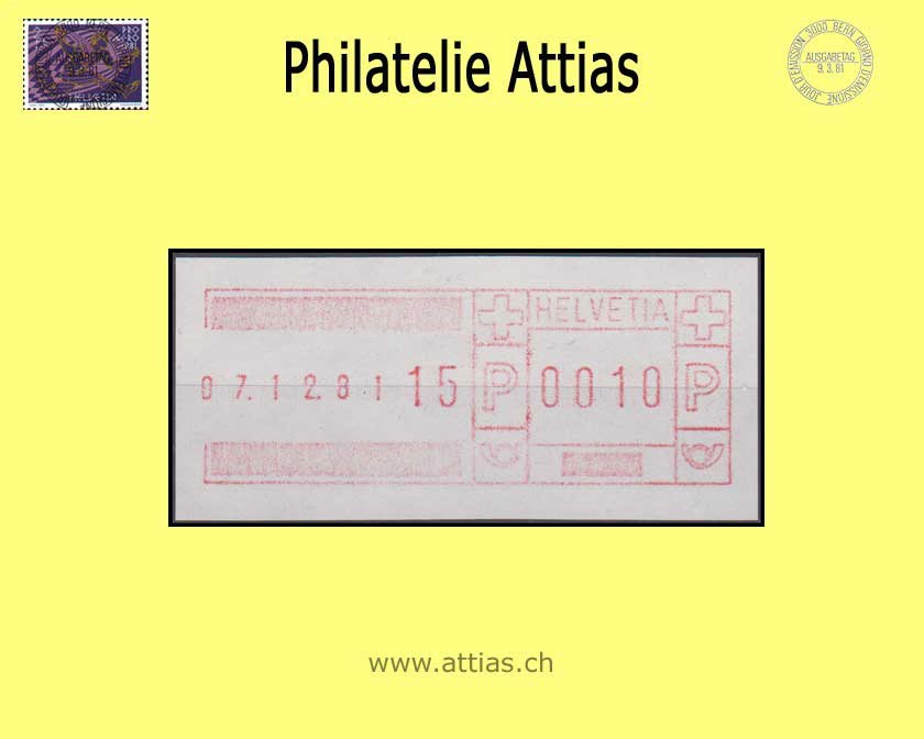 CH 1981-83 SFS  7II FRAMA-Schaltergerät mit Datumseinfassung und Uhrzeit, weisses Papier, rostrot, schmale Ziffern, Postfrisch, Klischee-Rohling Bern