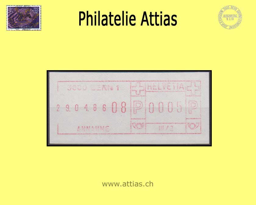 CH 1981-83 SFS  7III FRAMA switch device with date border and time, white paper, rust red, small digits, MNH