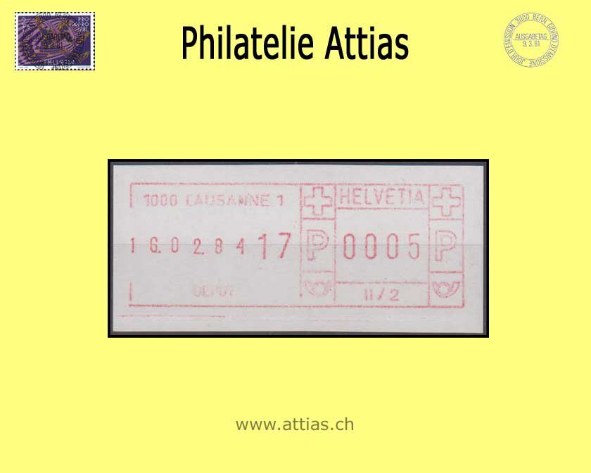 CH 1981-83 SFS 7AII FRAMA switch device with date border and time, white paper, rust red, wide digits, MNH