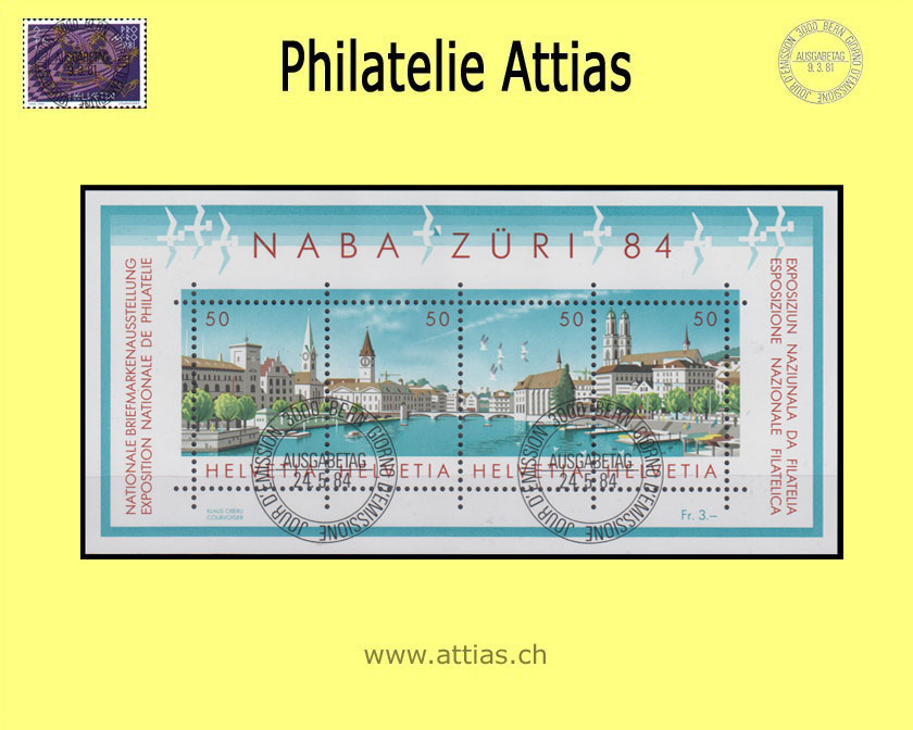 CH 1984 W64 (Bl.24) Block NABA Zürich 84 ET-Stempel