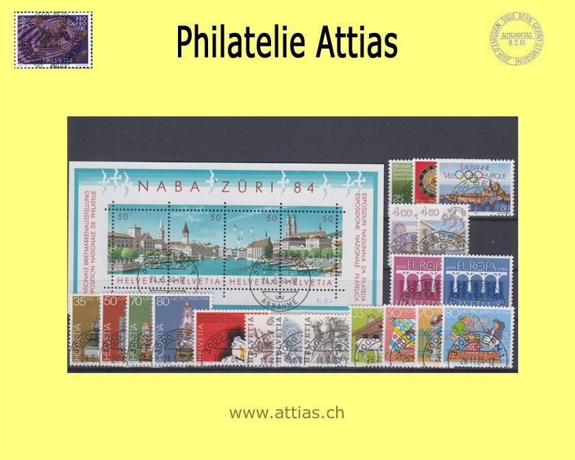 CH 1984 Jahresserie der Post mit Ersttags-Stempel