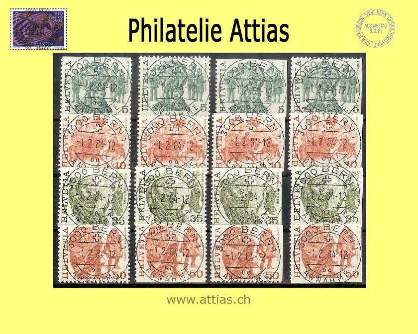 CH 1984 MH Volksbräuche Werte (594H1-599H4) mit ET-Vollstempel