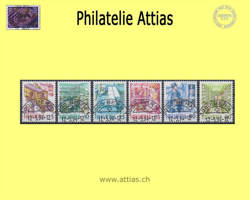 CH 1987 731/42 Postbeförderung (6 Werte von 1986) Fluoreszierendes Papier Gestempelt