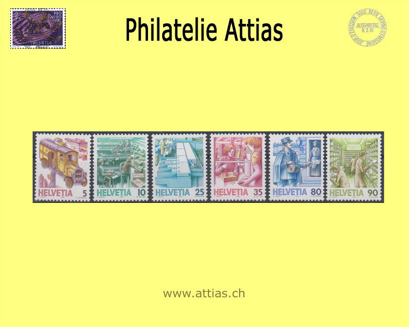 CH 1987 731/42 Postbeförderung (6 Werte von 1986) Fluoreszierendes Papier Postfrisch