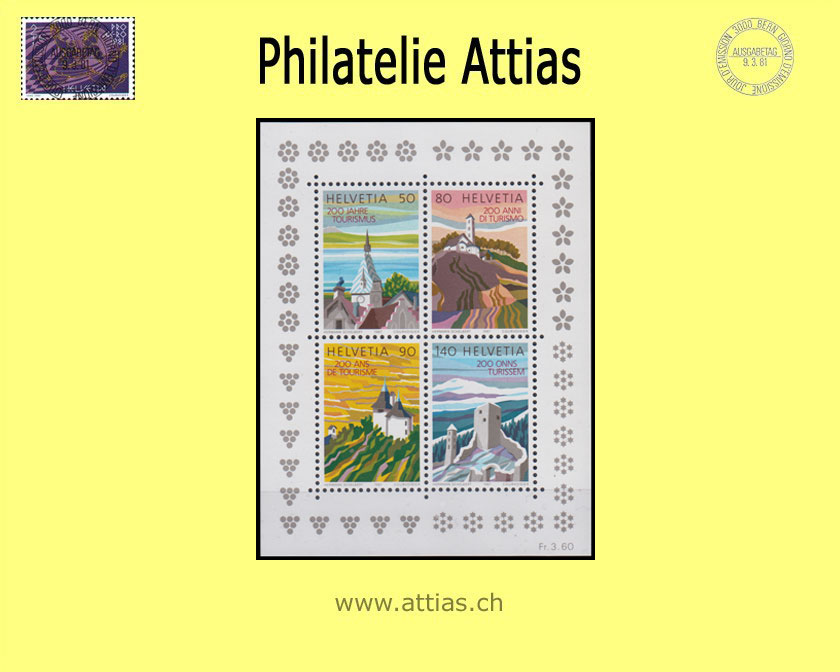 CH 1987 757x (Bl.25) Block 200 Jahre Tourismus  Postfrisch