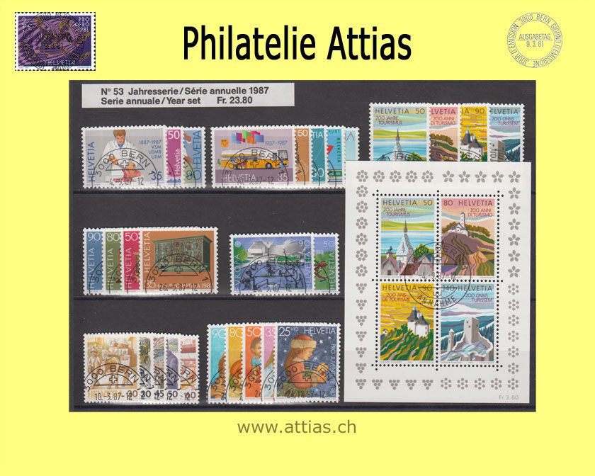 CH 1987 Jahresserie der Post mit Ersttags-Stempel