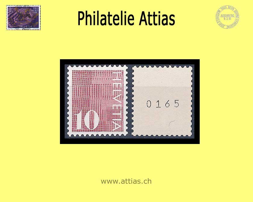 CH 1987 483RM.III Ziffer 10 Rp. Rollenmarke Postfrisch (mit schwarzer Nr)