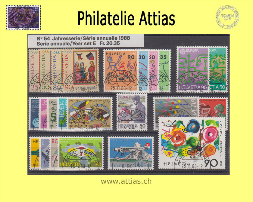 CH 1988 Jahresserie der Post mit Ersttags-Stempel