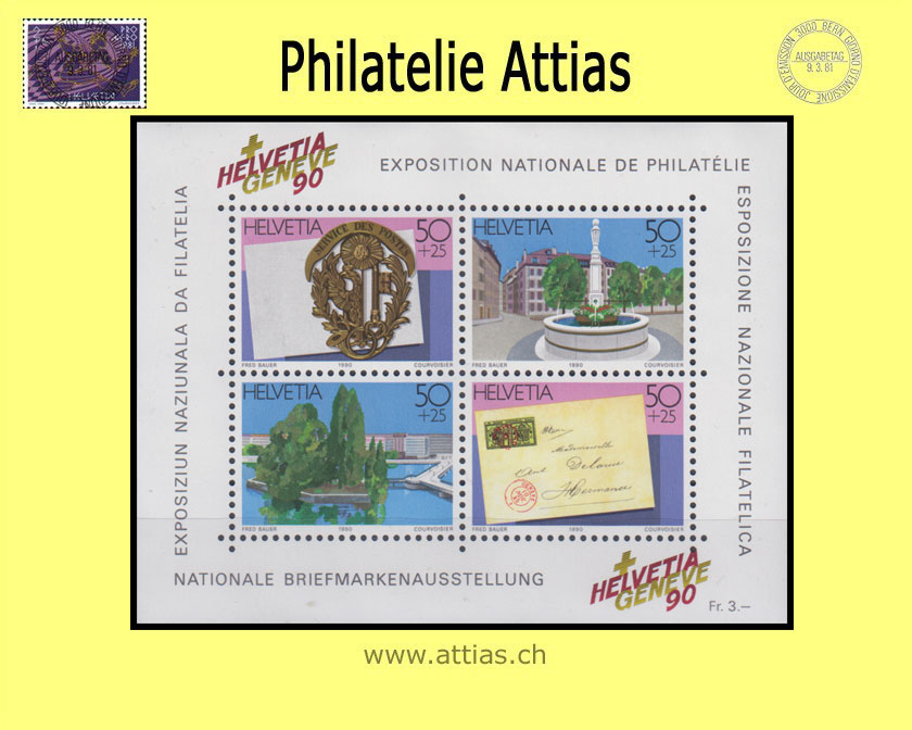 CH 1990 W72 (Bl.26) Block HELVETIA Geneve 90  Postfrisch