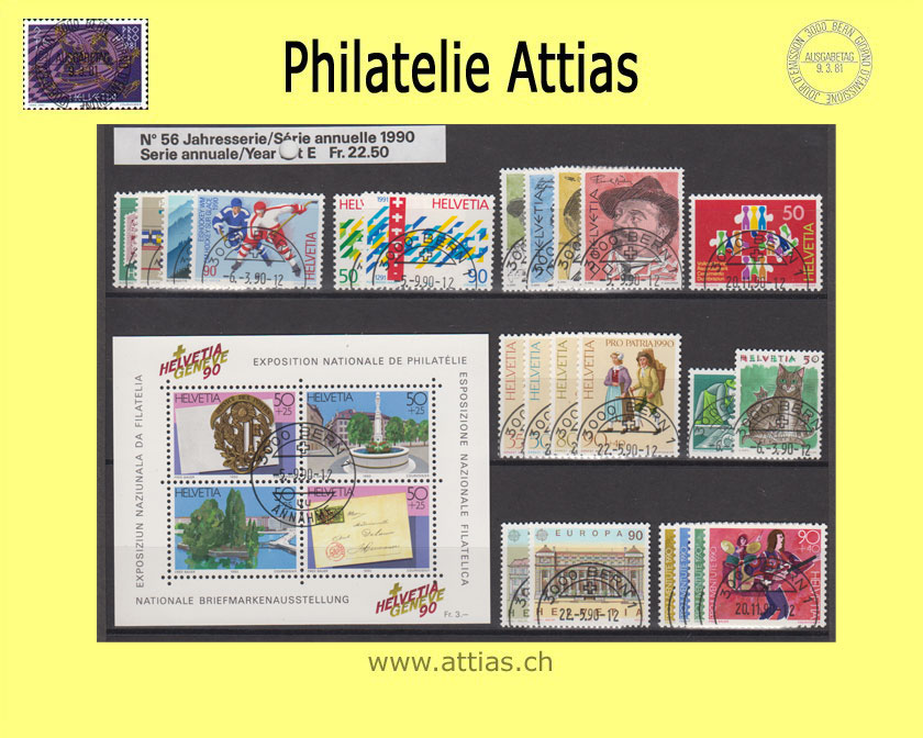 CH 1990 Jahresserie der Post mit Ersttags-Stempel