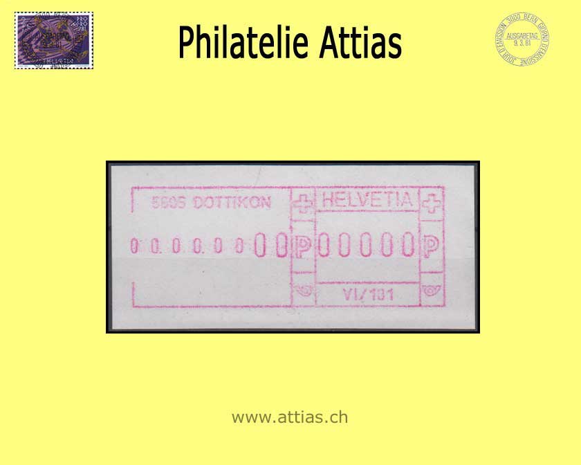 CH 1992 SFS 8 FRAMA switch device with date border and time, white paper, purple-red, five digits, control print MNH