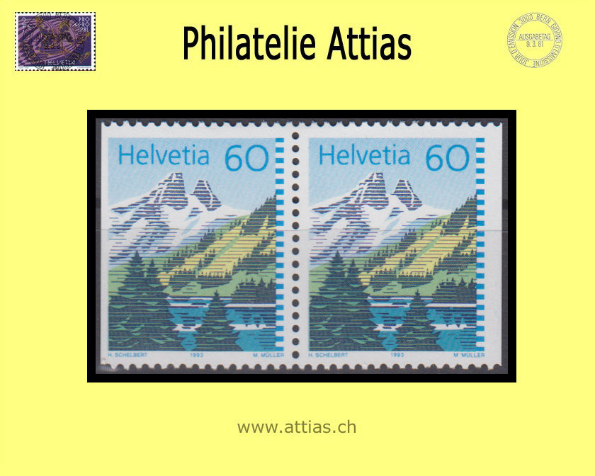 CH 1993 837H3 Dauermarken Bergseen, Paar aus MH  Postfrisch