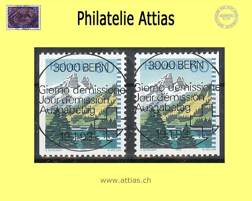 CH 1993 MH Bergseen Einzelwerte mit ET-Vollstempel